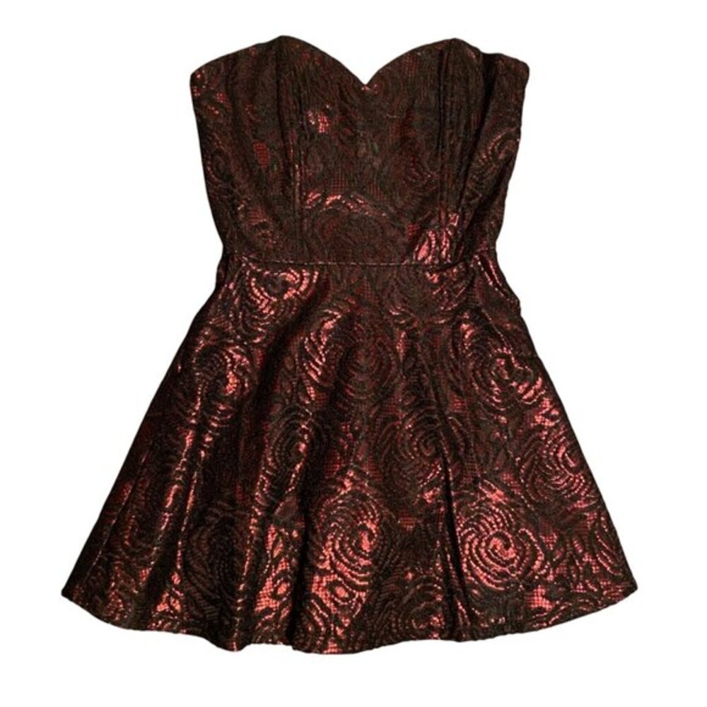 Strapless Red & Black Lace Fit & Flare Womens‎ Dress Size M